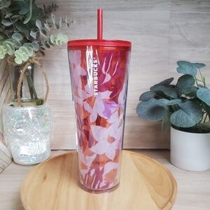 Starbucks Pink Floral Twist Cold Cup 24 oz Venti Limited Edition